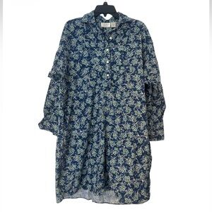 Victoria's Secret VTG Gold Label Blue Floral Blouse T-Shirt Dress Tunic - Size M